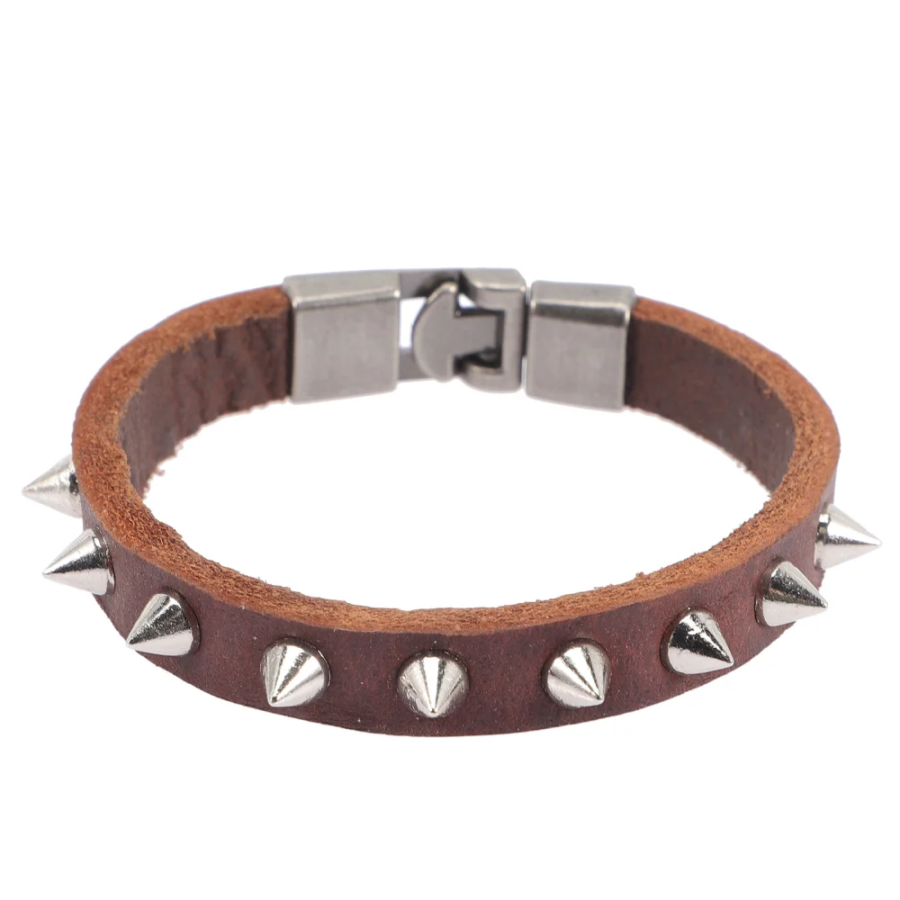 Leather Bracelet Punk Cuff Bracelet Cool Spiked Bracelet Goth Wrist Jewelry