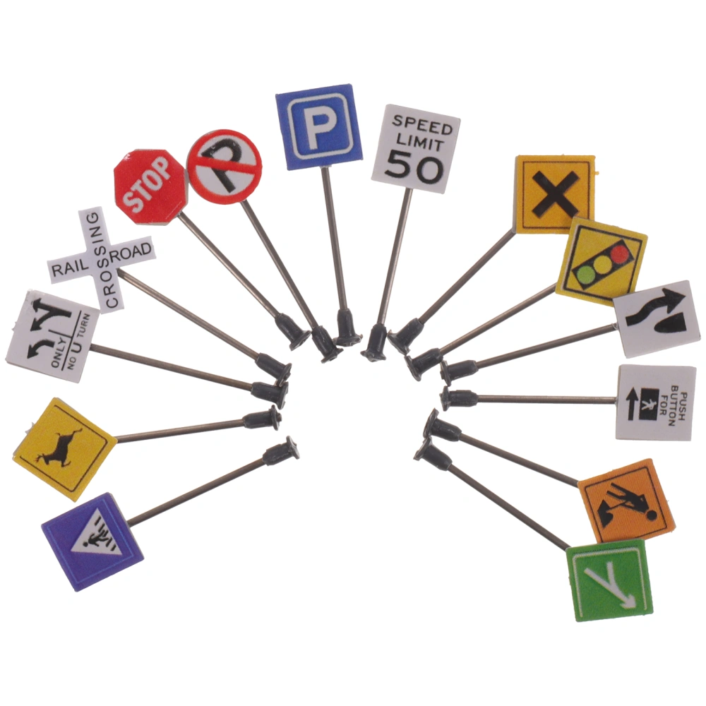 14Pcs Plastic Traffic Signs Kids Model Traffic Road Sign Playthings Traffic Sign Models