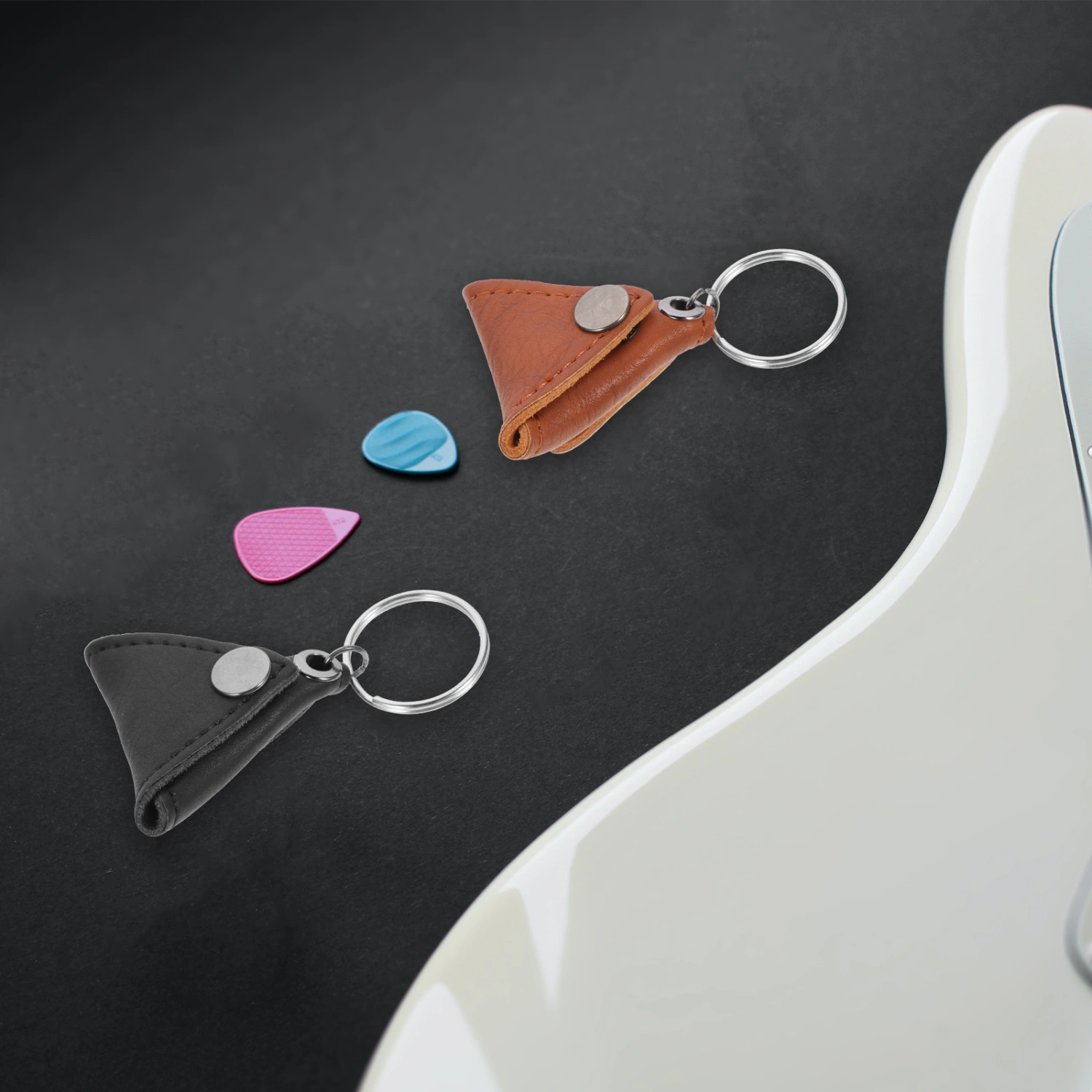 2pcs Guitar Pick Bag with Key Ring Guitar Pick Pouch Guitar Pick Bag Guitar Pick Organizer