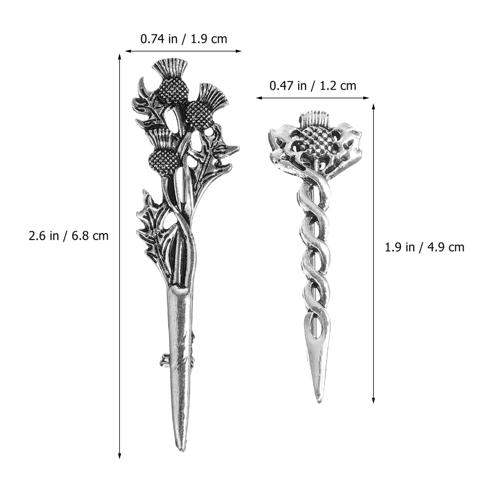 2 Pcs Scottish Thistle Brooches Decorative Collar Pins Safety Brooch Clips for Suits Clothes