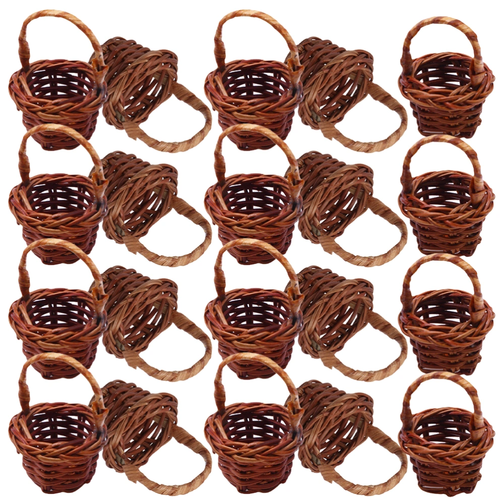 20pcs Handheld Rattan Woven Basket Miniature Storage Basket Photography Props