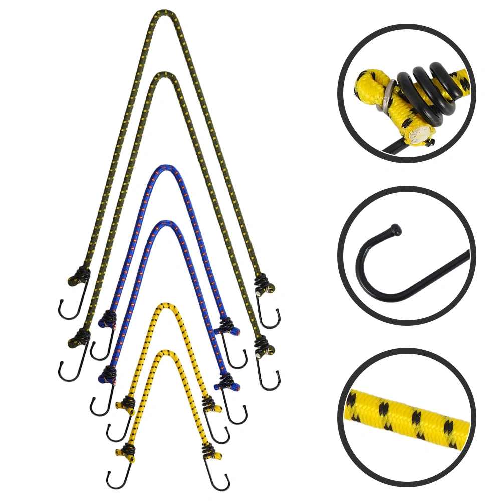 6Pcs Bungee Cords Elastic Ropes Wear-resistant Bungee Cords Luggage Binding Cords Tent Ropes