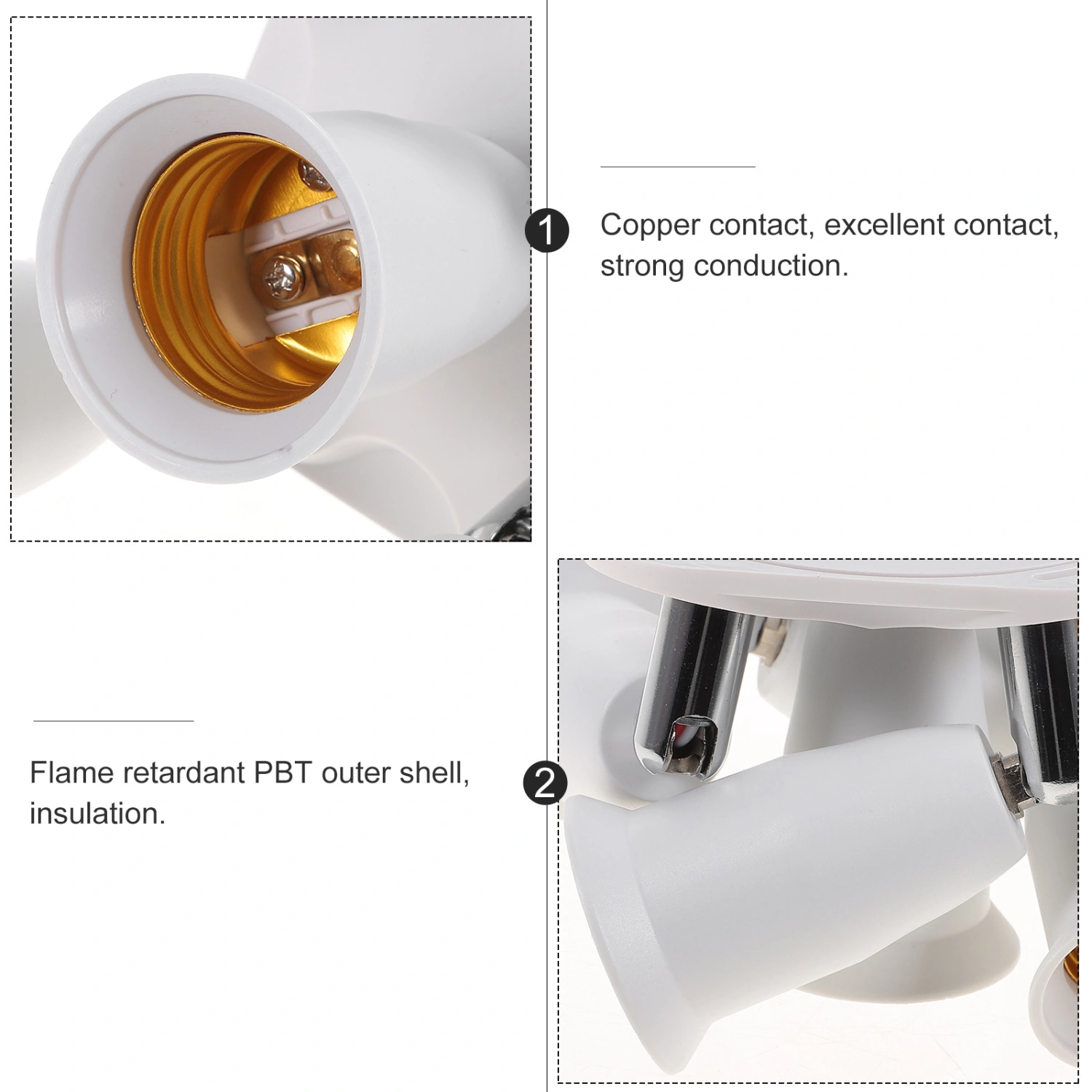 Light Socket Splitter E27 Socket 5-branch Lamp Light Socket Branch Adapter