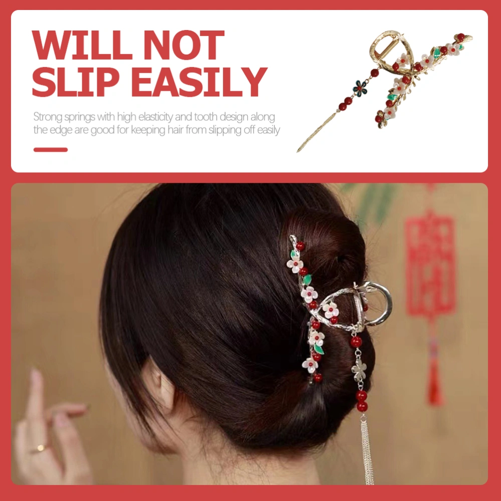 Tassel Pearl Flower Hair Claw Clip Girls Hair Jaw Clip Women Hair Accessory