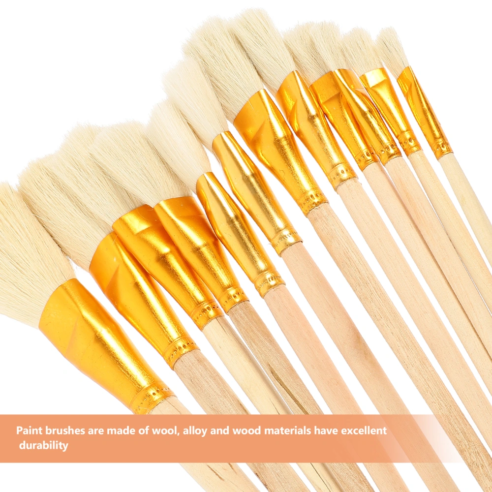 12 pcs Acrylic Painting Brushes Watercolor Paint Brushes Wooden Handle Oil Paint Brushes