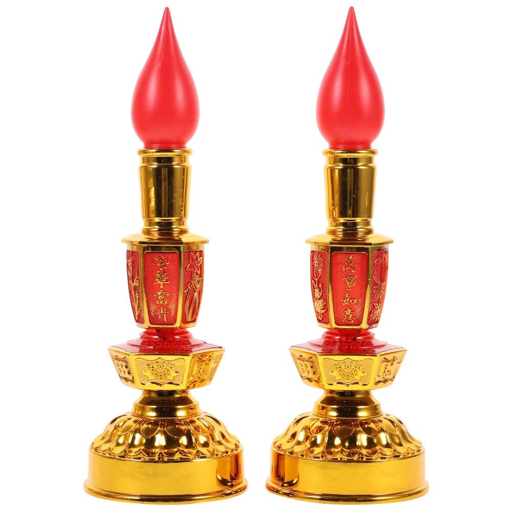 2pcs Candle Lamp Chinese Traditional Candle Light Retro Candle Lamp Buddhist Hall Decor