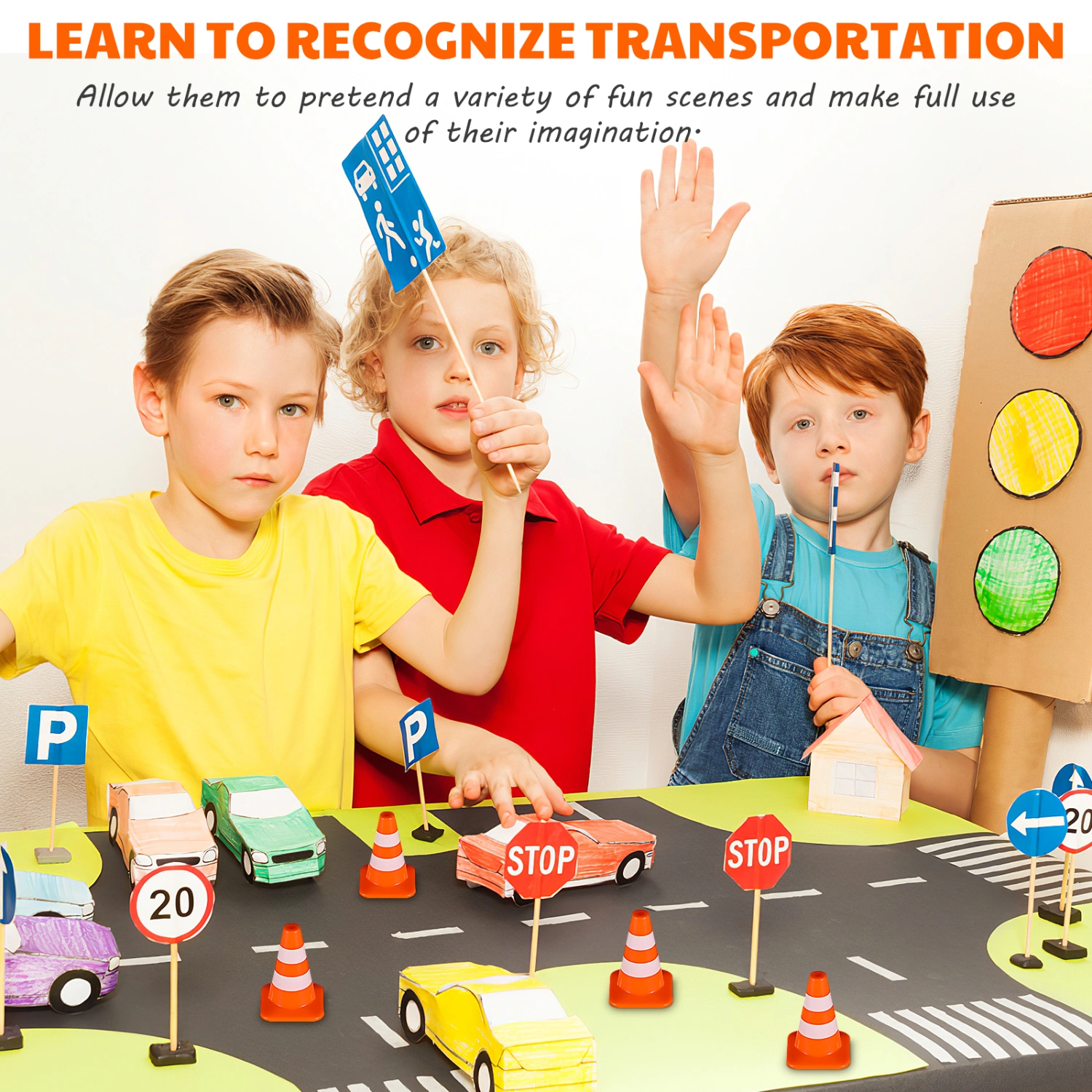 7 Pcs Miniature Traffic Cones Road Construction Cones Kids Traffic Signs Toys Children Educational Learning Toys Sand Table Ornaments