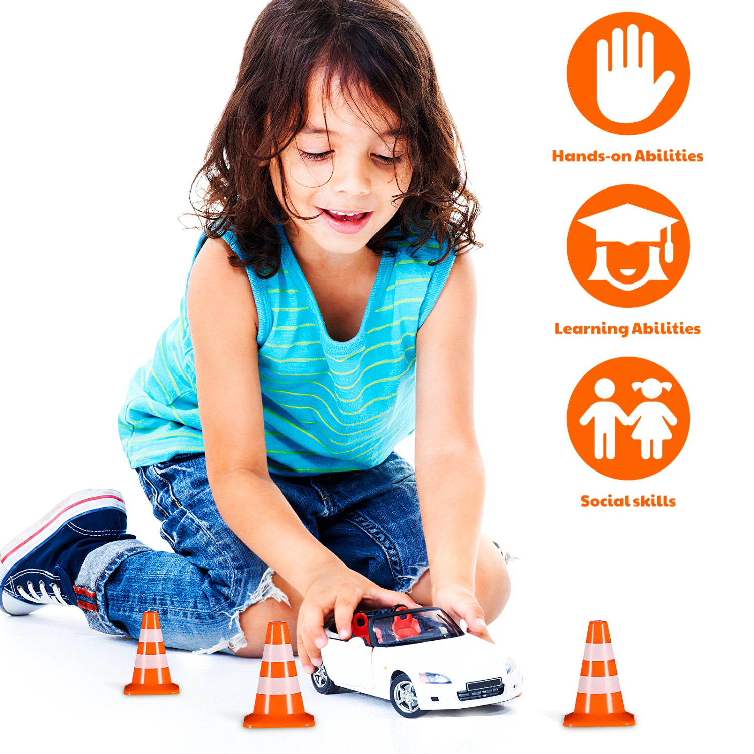 7 Pcs Miniature Traffic Cones Road Construction Cones Kids Traffic Signs Toys Children Educational Learning Toys Sand Table Ornaments