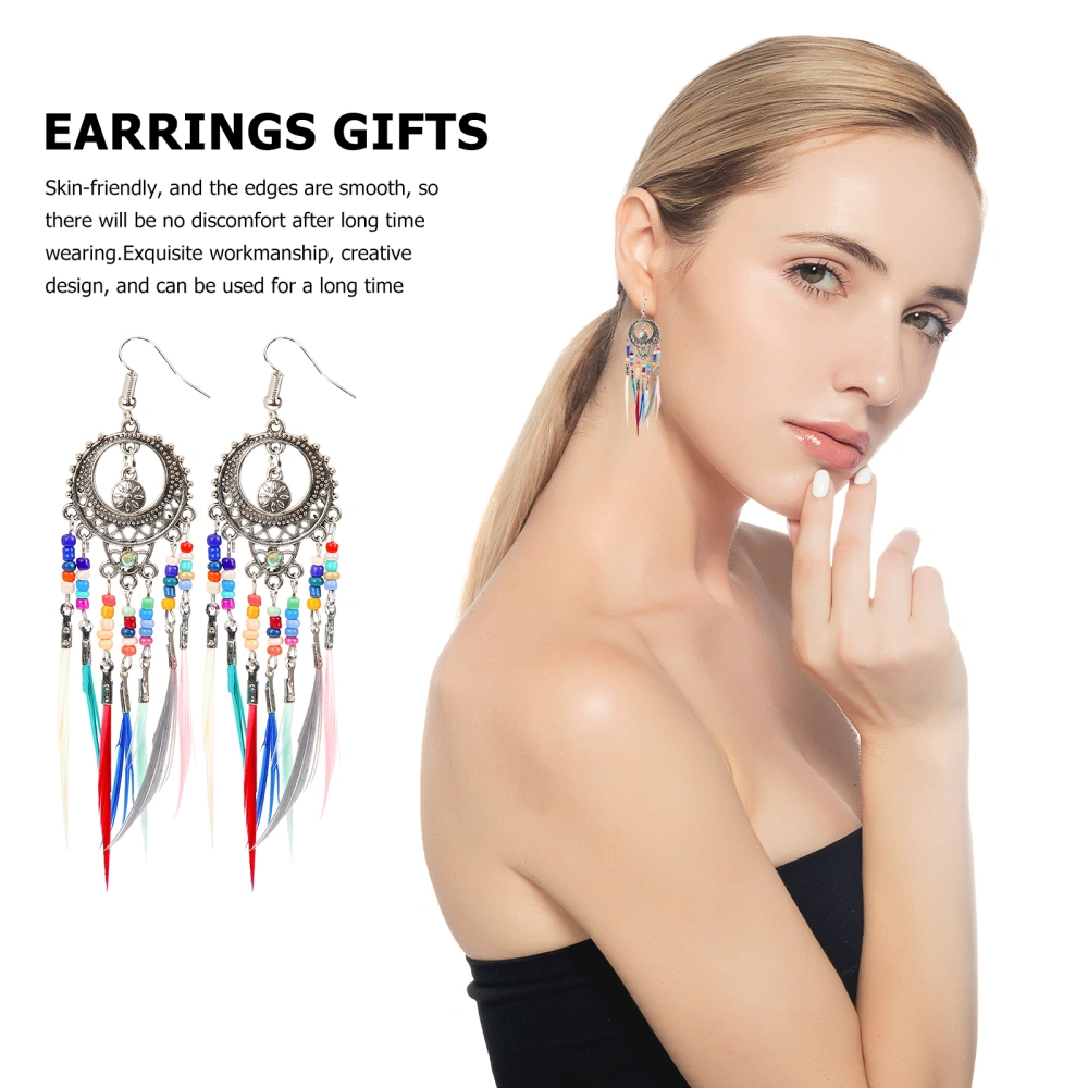 1 Pair Women Hook Earrings Long Tassel Earrings Drop Earrings Feathering Ear Jewelries