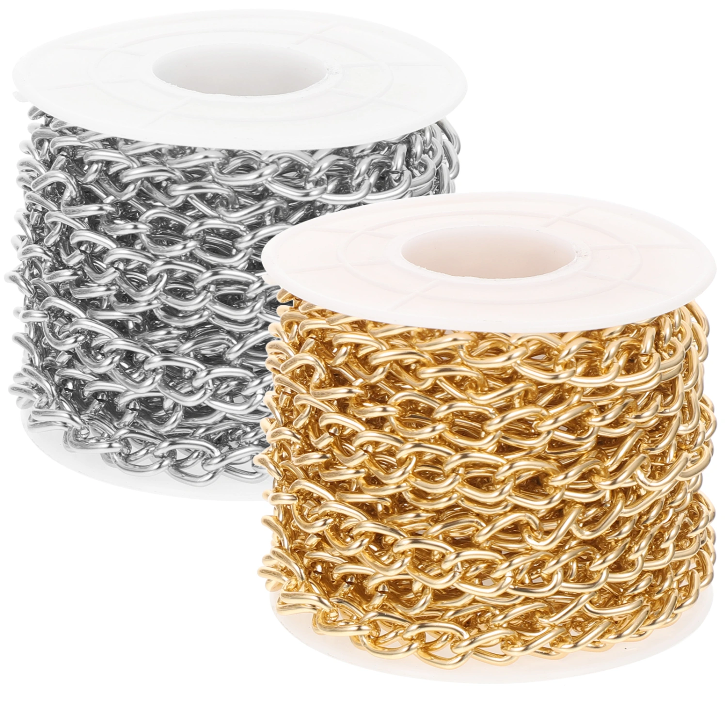 2 Rolls of Colorfast Aluminum Chain Diy Light Chain Jewelry Making Chains For Crossbody Bag