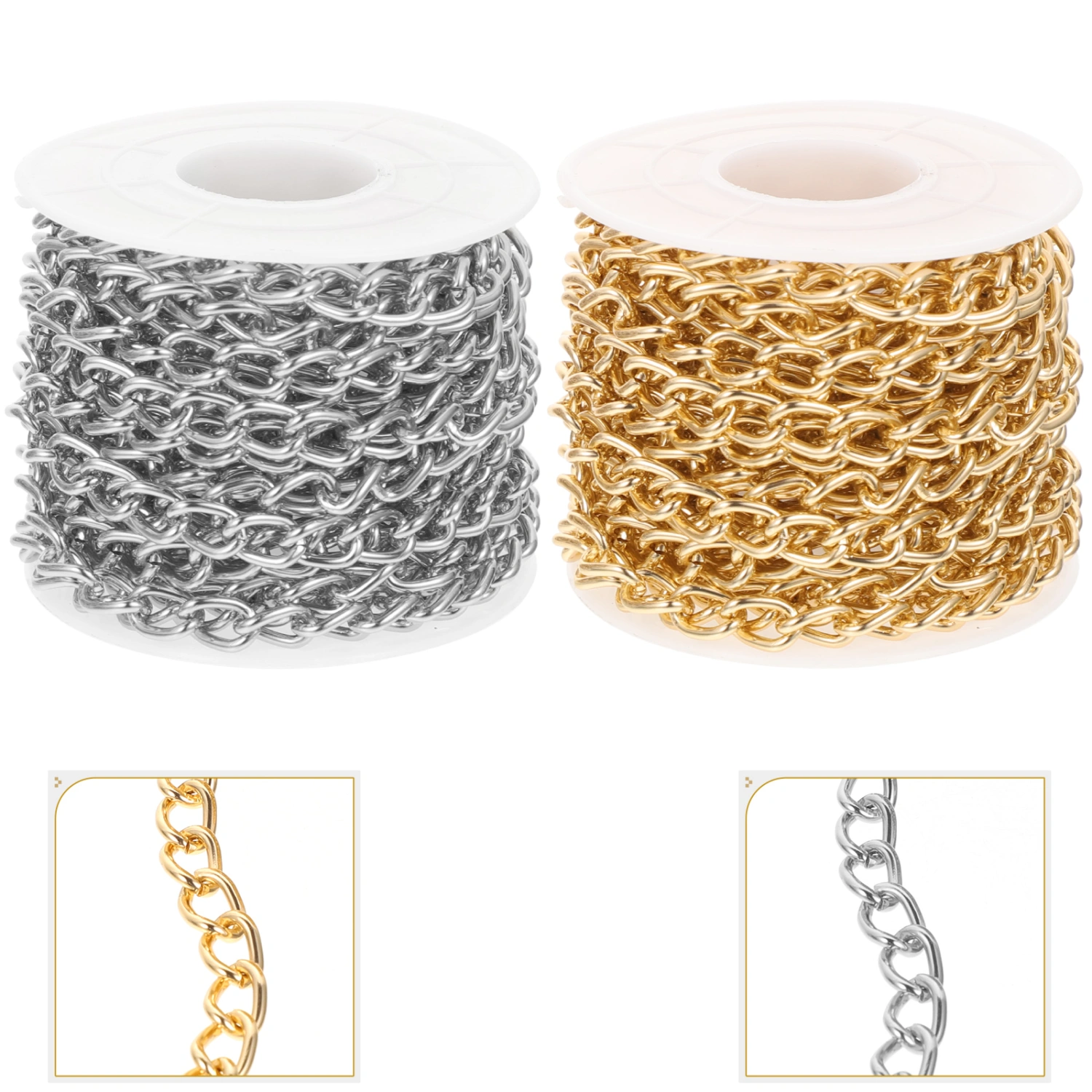 2 Rolls of Colorfast Aluminum Chain Diy Light Chain Jewelry Making Chains For Crossbody Bag