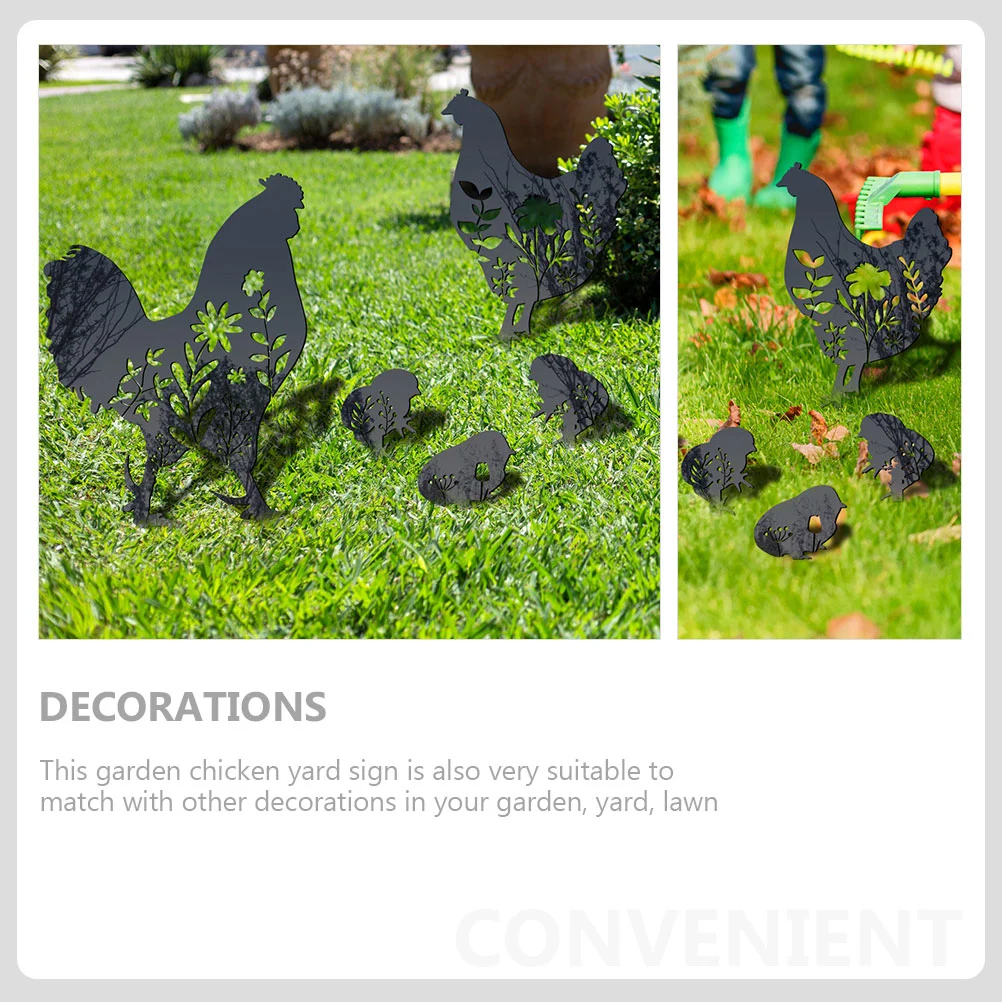 5pcs Garden Chicken Stakes Garden Chicken Decoration Acrylic Chicken Signs Garden Decoration