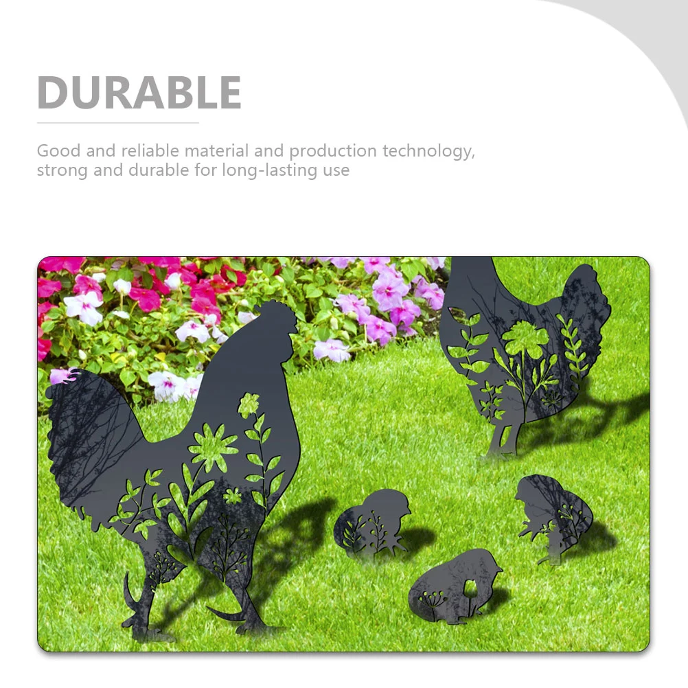 5pcs Garden Chicken Stakes Garden Chicken Decoration Acrylic Chicken Signs Garden Decoration