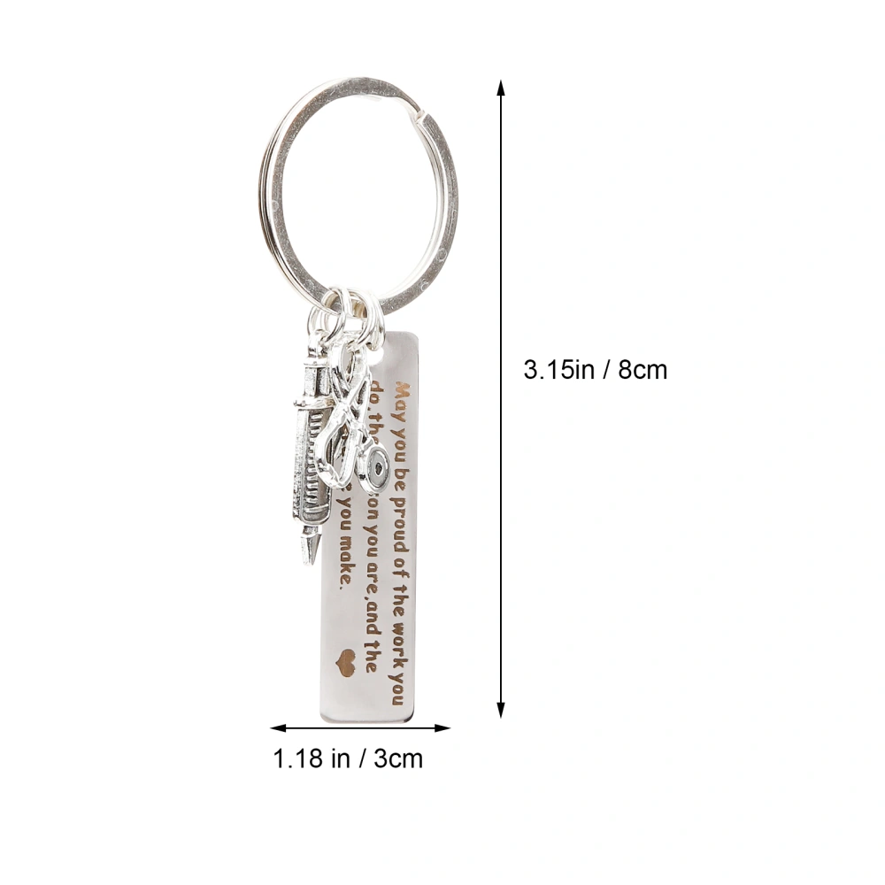 Creative Key Ring Stainless Steel Syringe Stethoscope Keychain Nurse Bag Pendant