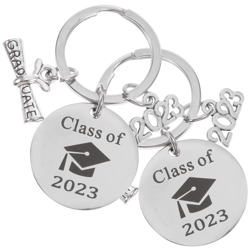 2pcs Graduation Keychain Stainless Steel Keychain Class of 2023 Keychain Gift