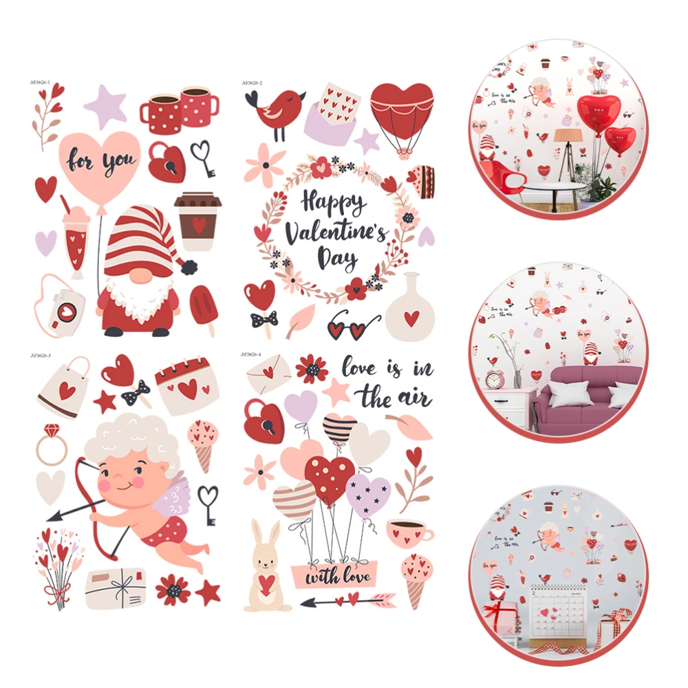  1 Set Romantic Valentine's Day Wall Stickers Window Decals Party Wall Decals