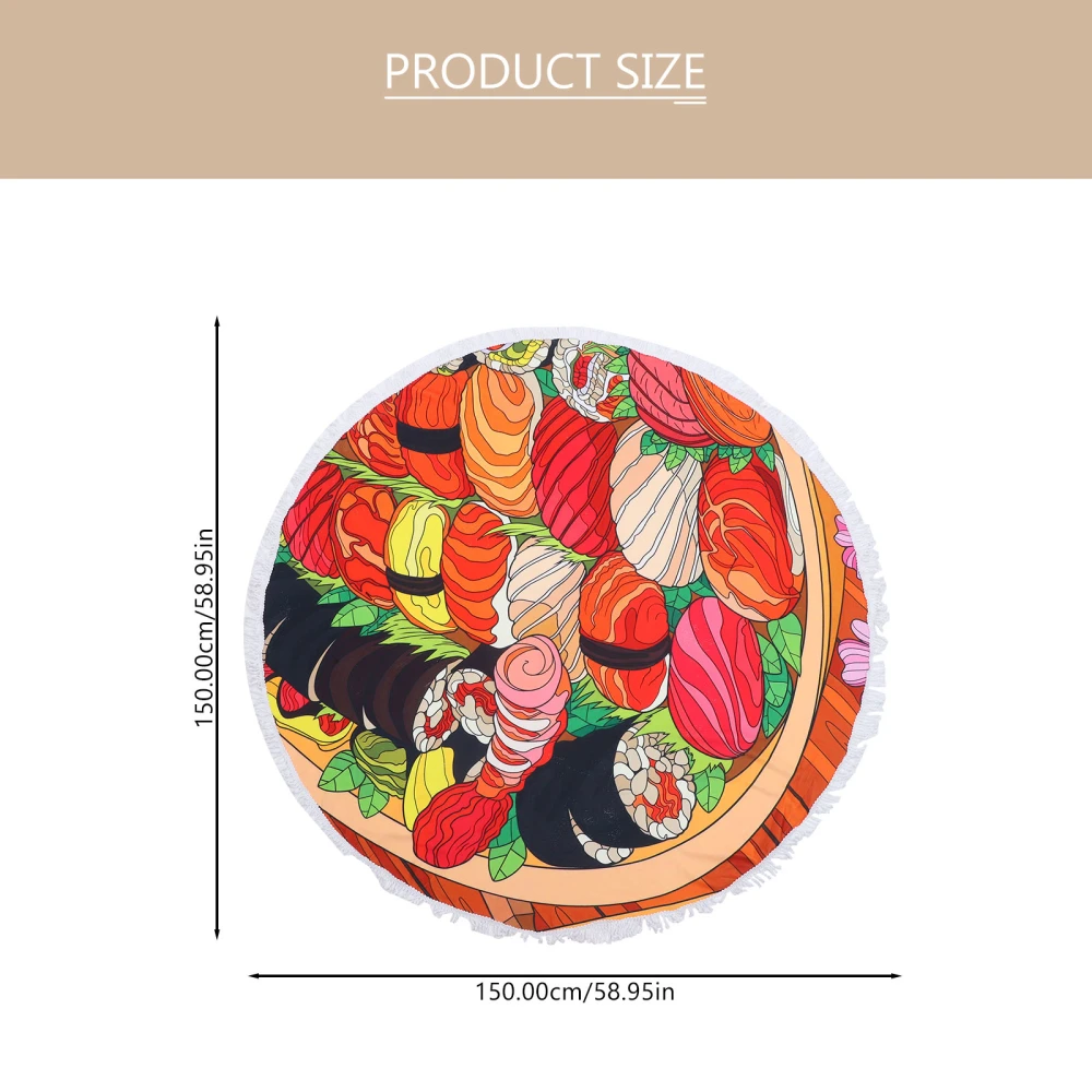 Large Beach Towel Microfiber Beach Towel Round Floor Mat Taco Pattern Blanket Large Beach Towel