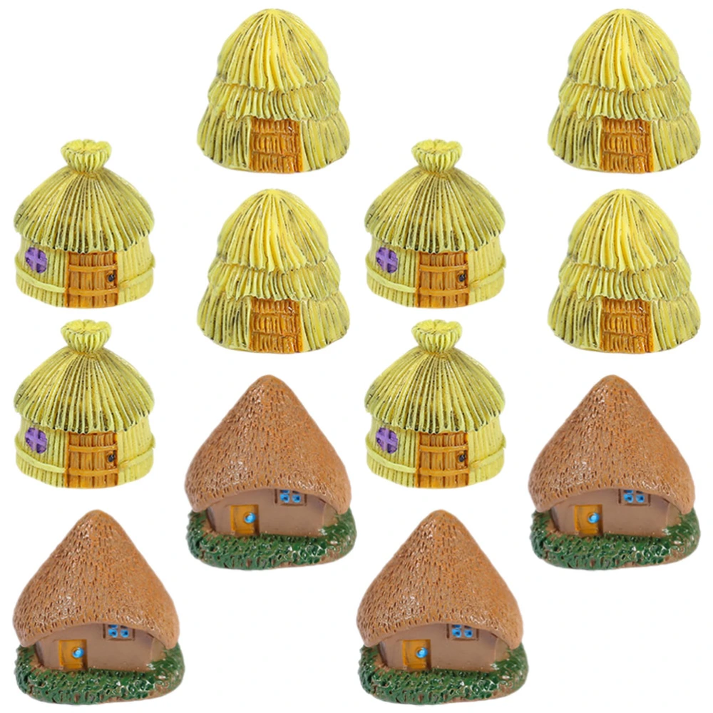 12pcs Garden Mini House Accessories Miniature Cottage Figurine Micro Landscape Decor