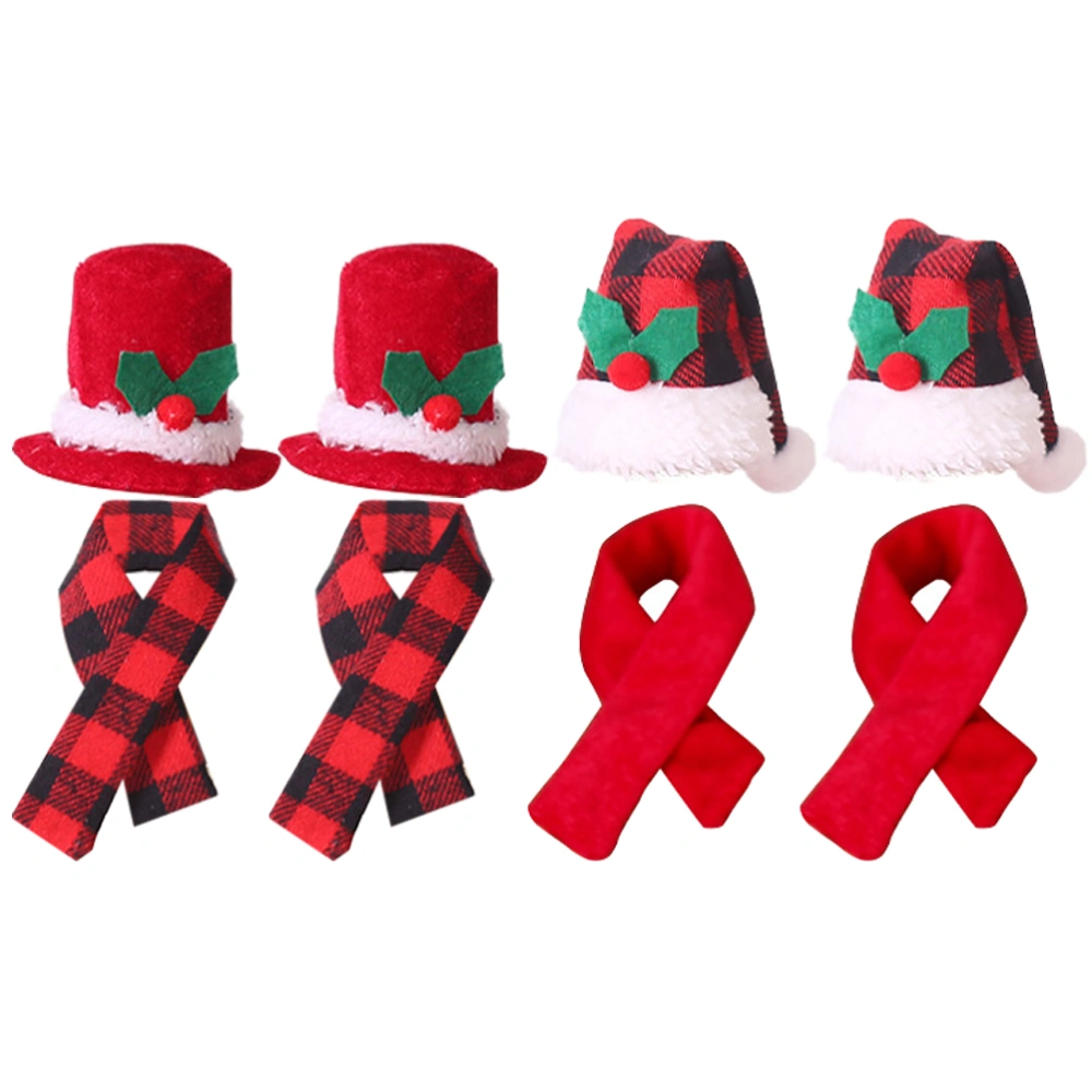 4 Sets Xmas Bottle Hat Scarf Wine Bottle Covers Wine Bottle Decor Christmas Bottle Decor