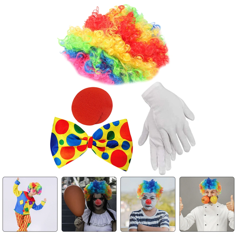 1 Set Clown Costume Accessories Clown Costume Prop Clown Gloves Clown Nose Clown Wig Clown Tie