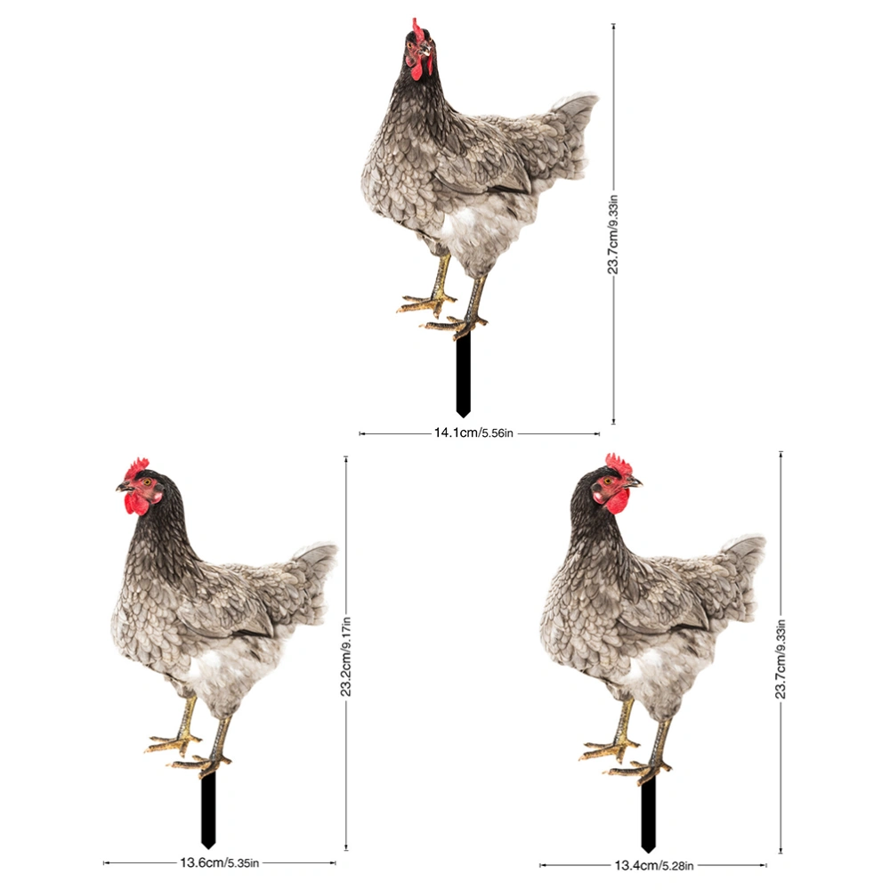 3pcs Garden Hen Stakes Garden Hen Decoration Acrylic Hen Signs Garden Decoration