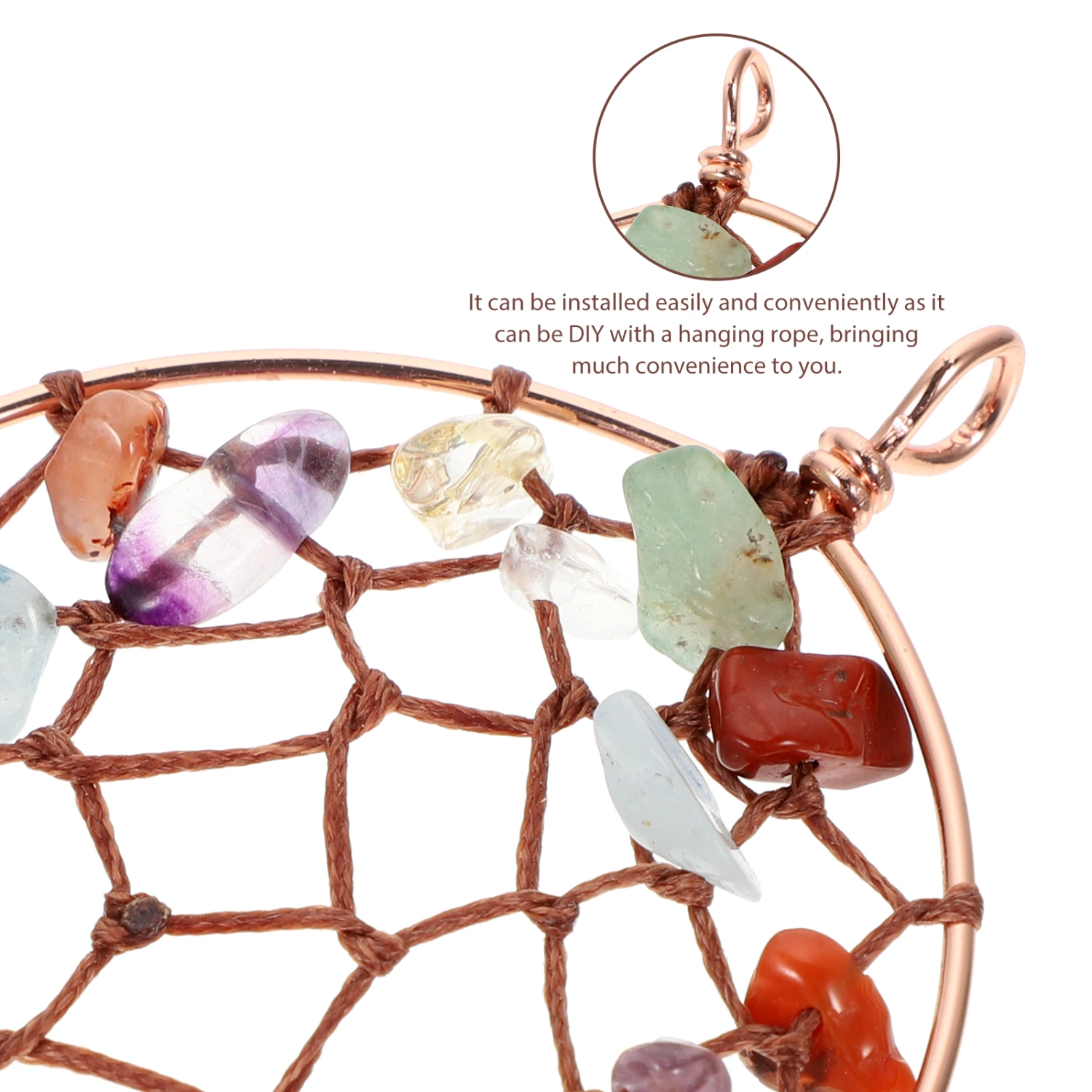 DIY Crystal Stone Hanging Dreamcatcher Ornament Handmade Dream Catcher Window Car Wall Decor