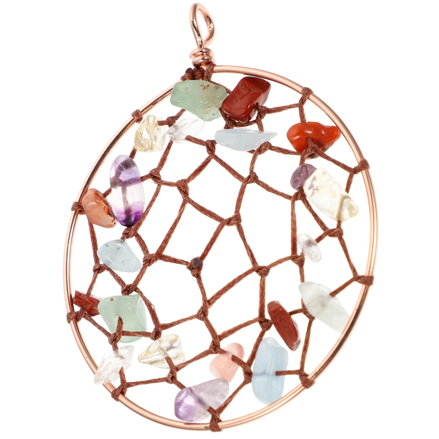 DIY Crystal Stone Hanging Dreamcatcher Ornament Handmade Dream Catcher Window Car Wall Decor