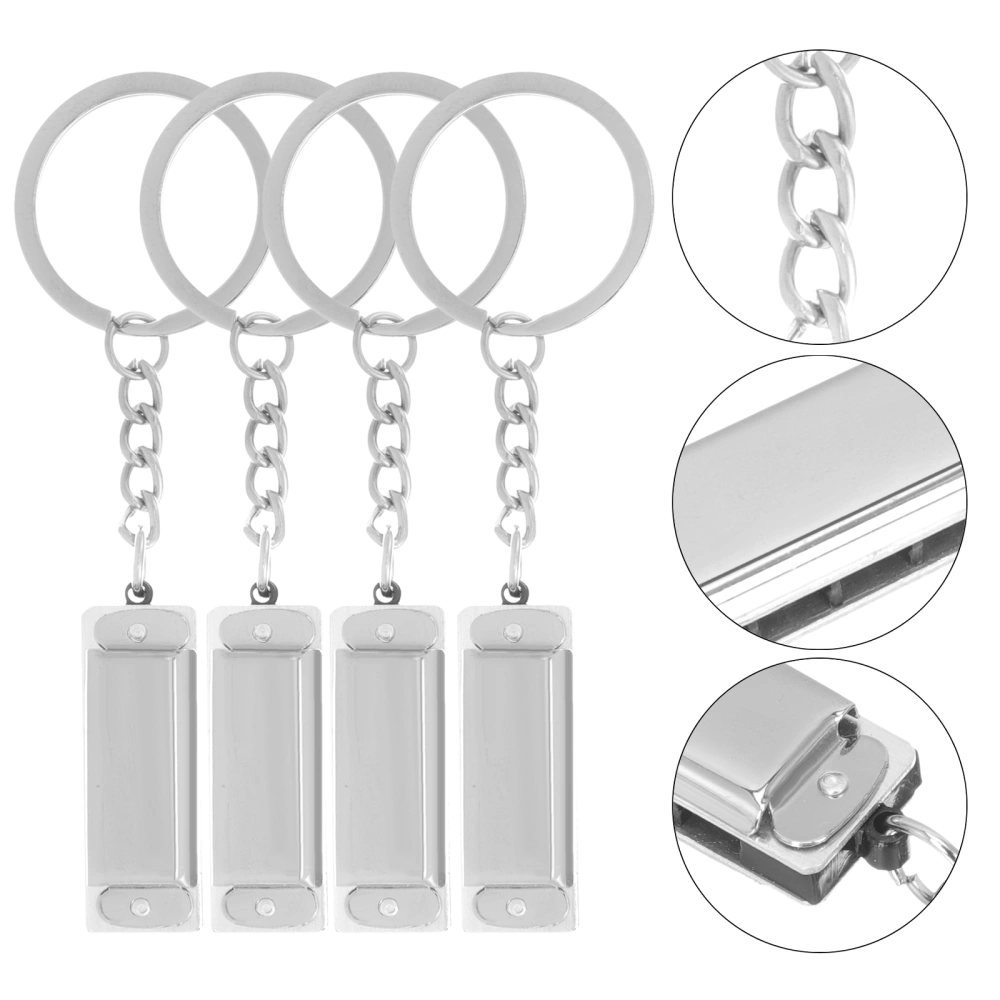 4Pcs  Harmonica Keychain Hanging Bag Pendant Mini Harmonica Pendant Keyring for Gift