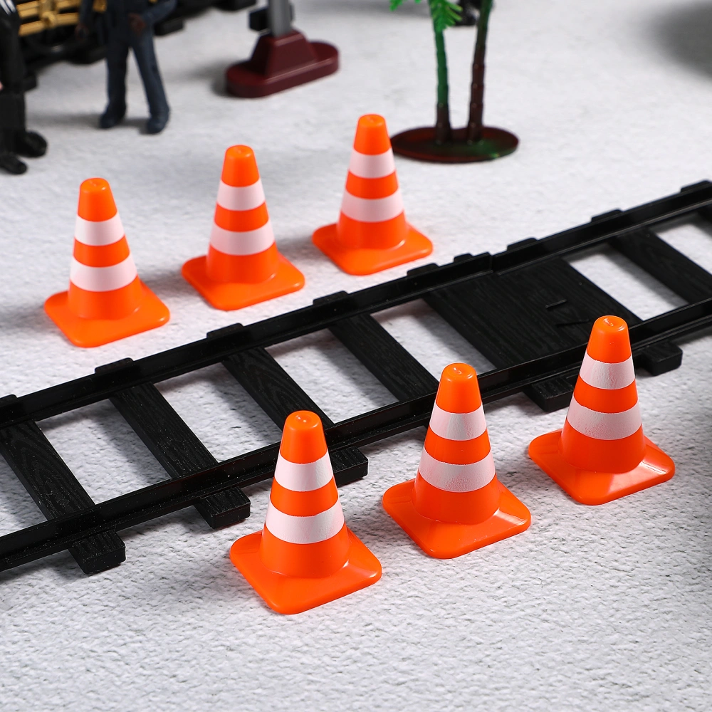 7 Pcs Miniature Traffic Cones Road Construction Cones Kids Plastic Traffic Signs Toys Children Educational Learning Toys Sand Table Ornaments