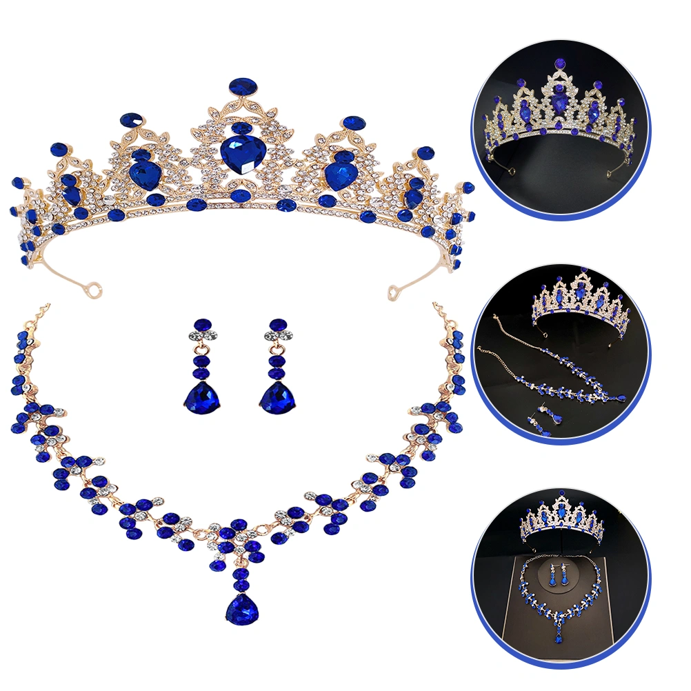 1 Set Wedding Bridal Jewelry Bride Tiara Necklace Earrings Wedding Dress Accessories