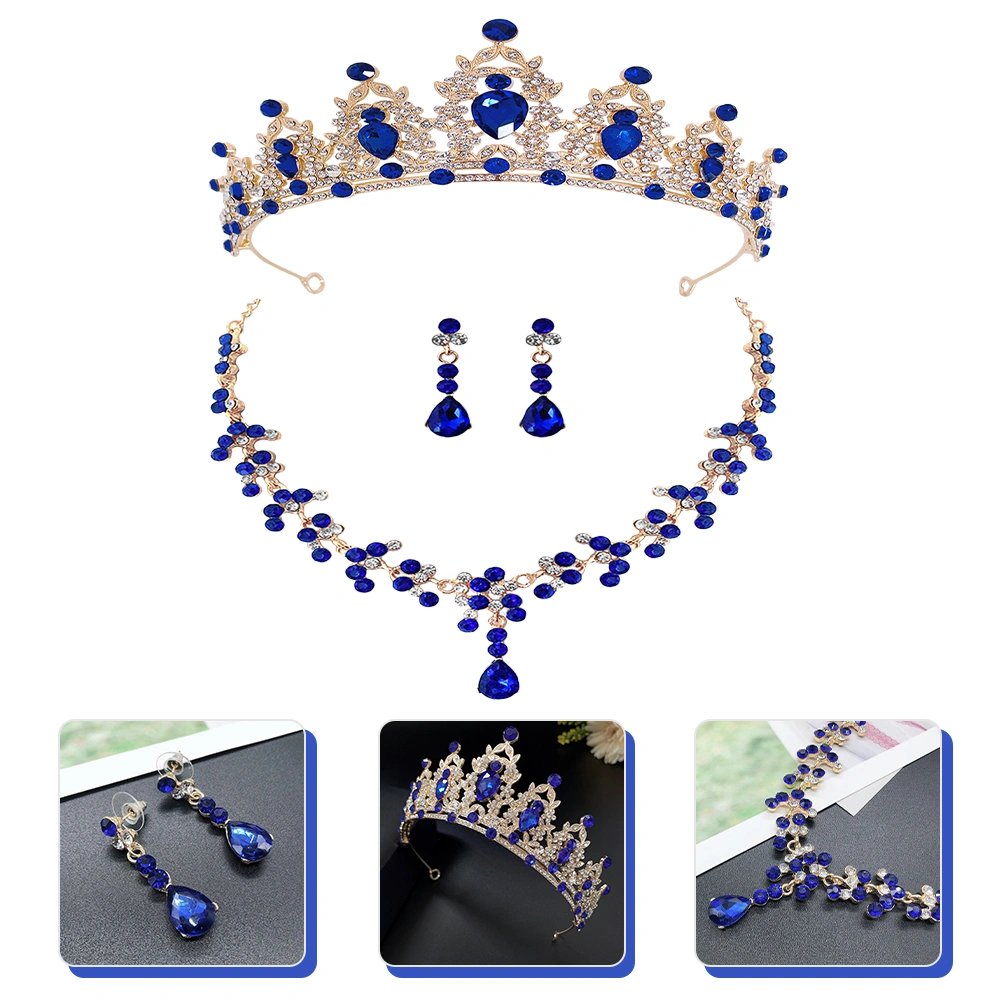 1 Set Wedding Bridal Jewelry Bride Tiara Necklace Earrings Wedding Dress Accessories