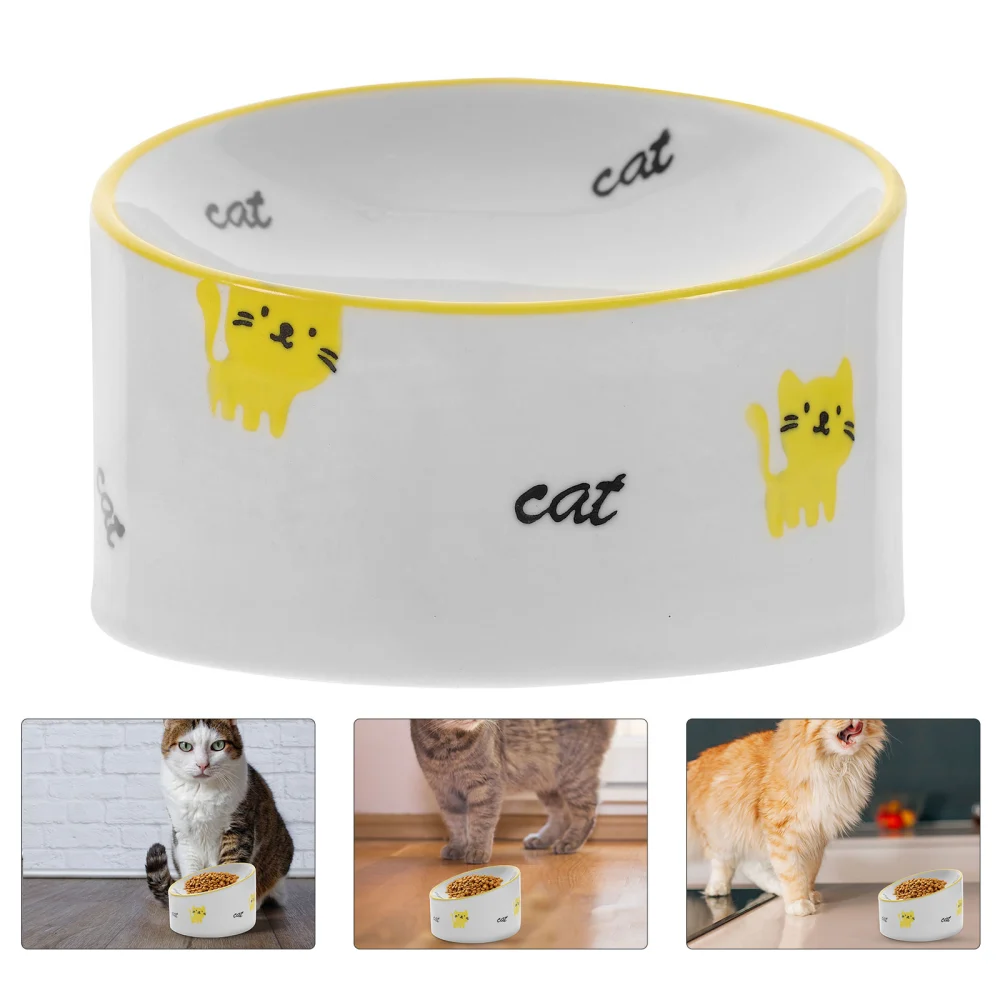 Wear-resistant Feeding Bowl Adorable Pattern Cat Bowl Ceramic Kitten Bowl Kitten Accessory