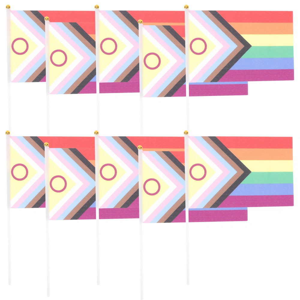 10pcs Lgbtq Flag Handheld Gay Flag Decoration Lgbtq Decoration Rainbow Flag Set Small Pride Flag