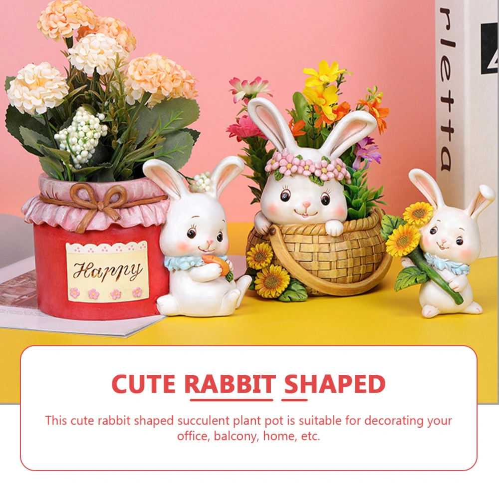 Adorable Planter Pot Rabbit Shaped Flowerpot Resin Plant Pot for Succulents