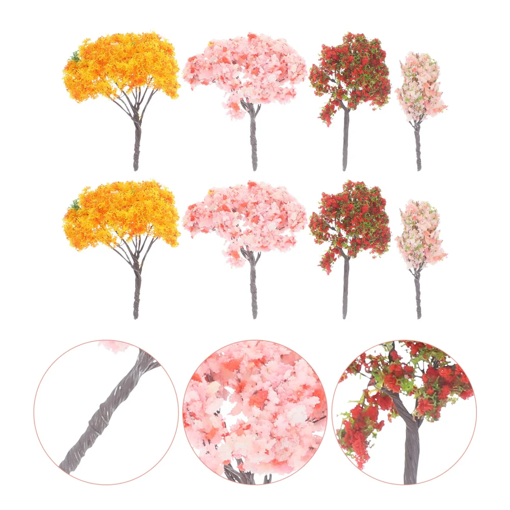 8pcs Miniature Trees Mini Simulation Trees Mini Garden Decor Micro Landscape Prop