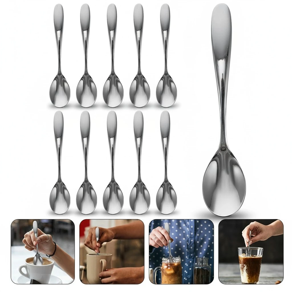 20pcs Stainless Steel Spoons Miniature Spoons Coffee Spoons Stir Spoon Tea Spoon