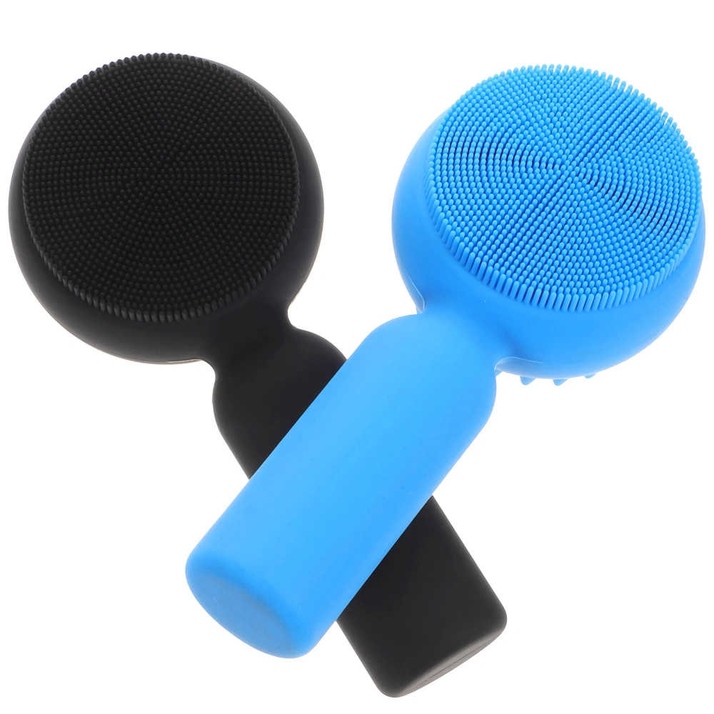 2pcs Double-side Cleansing Brush for Face Silicone Scrubber Manual Exfoliating Cleaning Tool