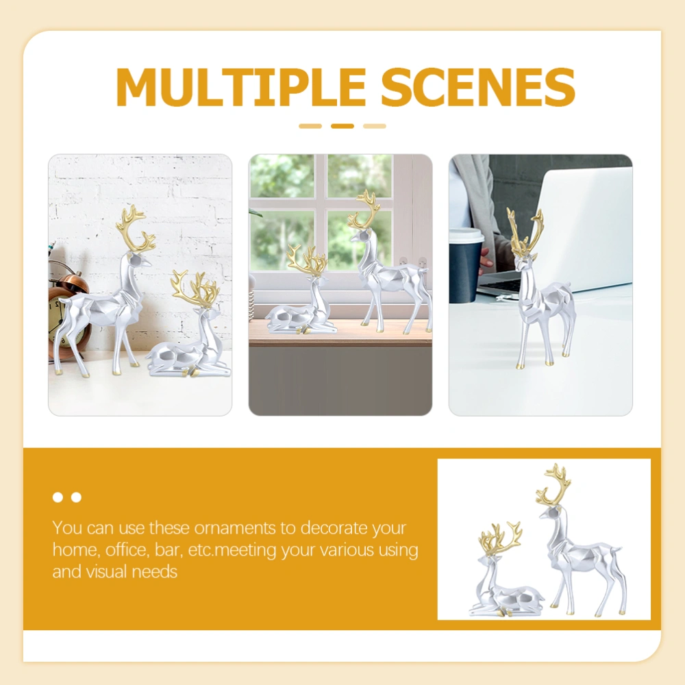 2pcs Reindeer Decor Reindeer Christmas Decoration Deer Figurines Resin Desktop Decorations