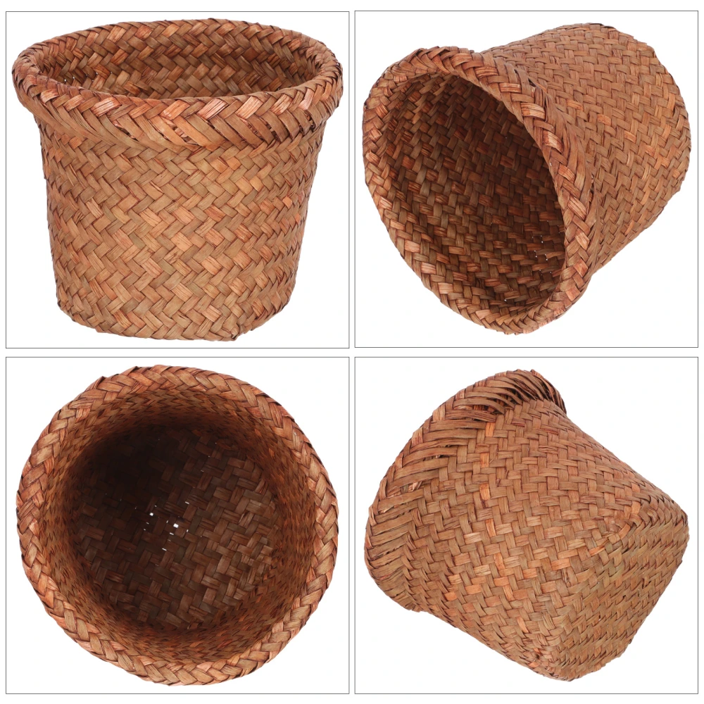 Multi-function Trash Basket Woven Waste Basket Household Trash Can Trash Accessory