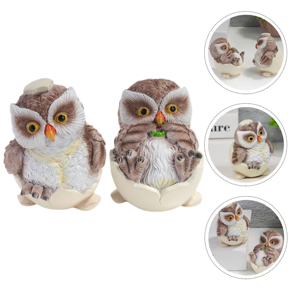 2pcs Adorable Artificial Owl Model Lifelike Resin Owl Statue Ornament Household Decorative Resin Craft