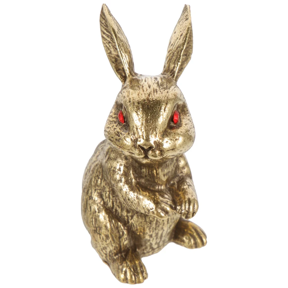 Year of Rabbit Table Decorative Statue Miniature Bunny Figurine Ornament Auspicious Tea Pet Office Decor