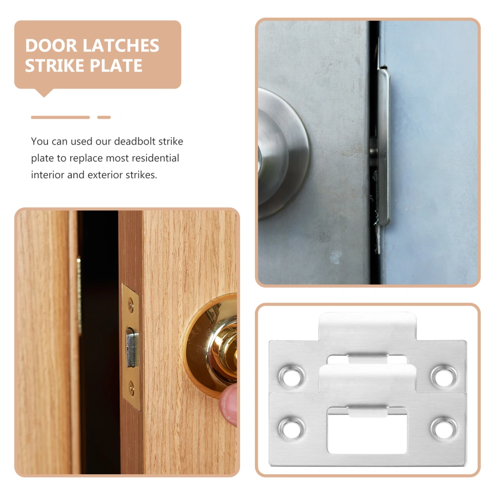 4pcs Door Latches Strike Plate Stainless Steel Strike Plates for Interior Doors (T-keyhole)