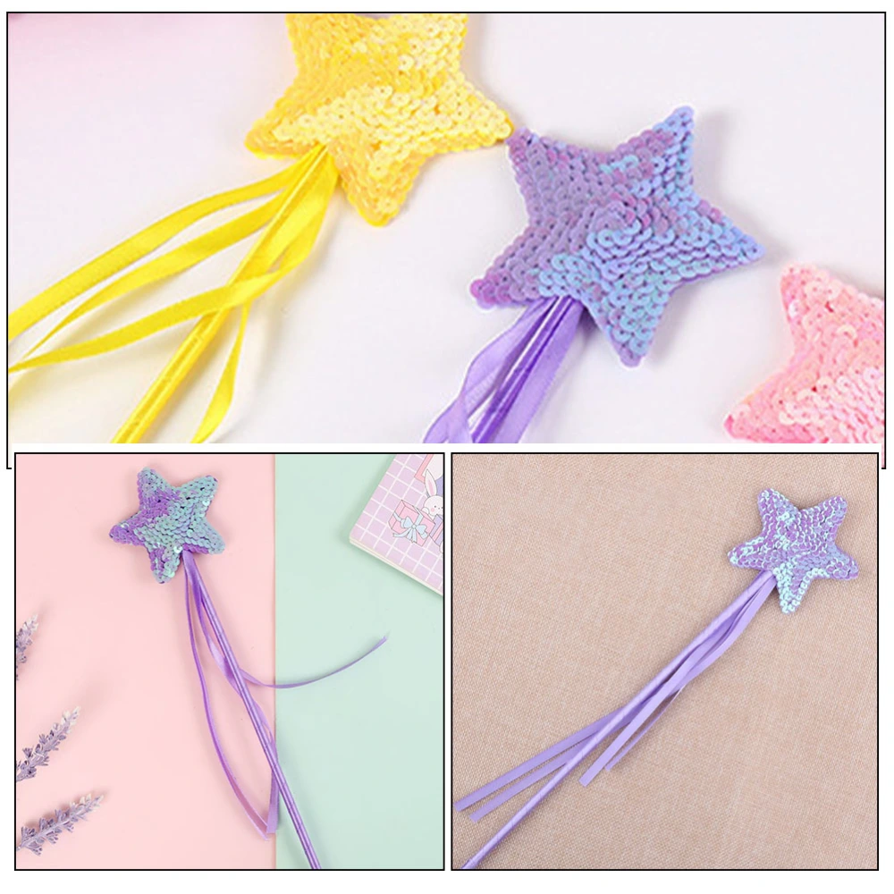 3Pcs Star-Shaped Fairy Wands Ribbon Design Fairy Wands Fairy Rod Toys Fairy Sticks Ornaments