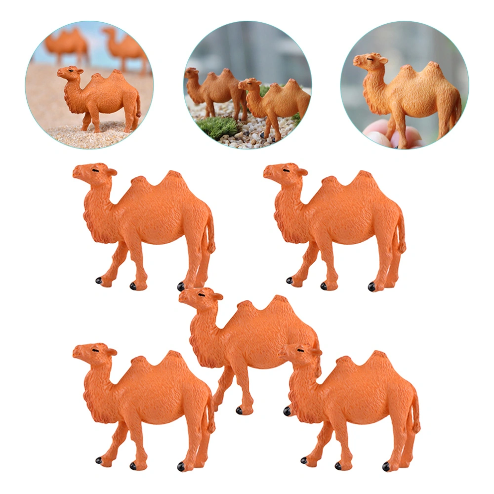 5pcs Small Camel Decor Resin Tiny Camel Statues Scene Layout Camel Ornaments