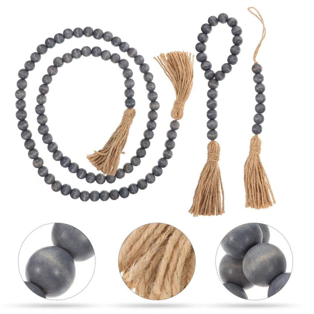 3pcs Household Wooden Bead Garland Decor Hanging Wooden Bead String With Tassel Housewarming Gift