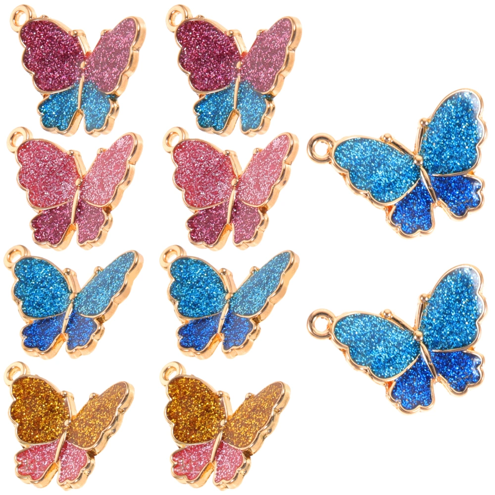 10pcs Enamel Butterfly Charms for Earrings Necklace Bracelet DIY Butterfly Pendants Jewelry Charms Mixed Color