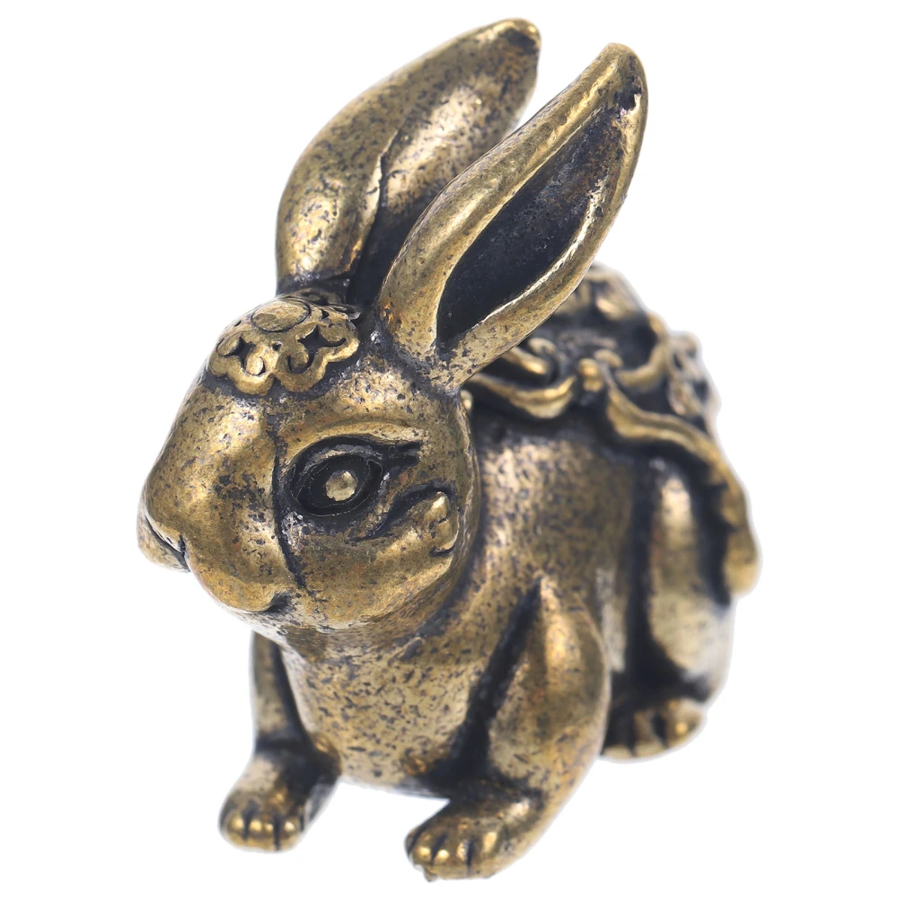 Brass Chinese Zodiac Bunny Statue Bunny Ornament Bunny Decoration Brass Crafts