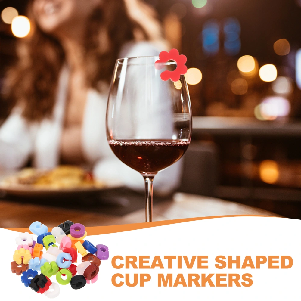 36pcs Silicone Drinking Markers Shapes Wine Glass Cups Charms for Bar Party Cocktails