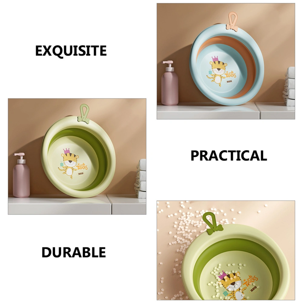 2Pcs Baby Washbasins Folding Infant Face Bathtub Cartoon Household Newborn Basin