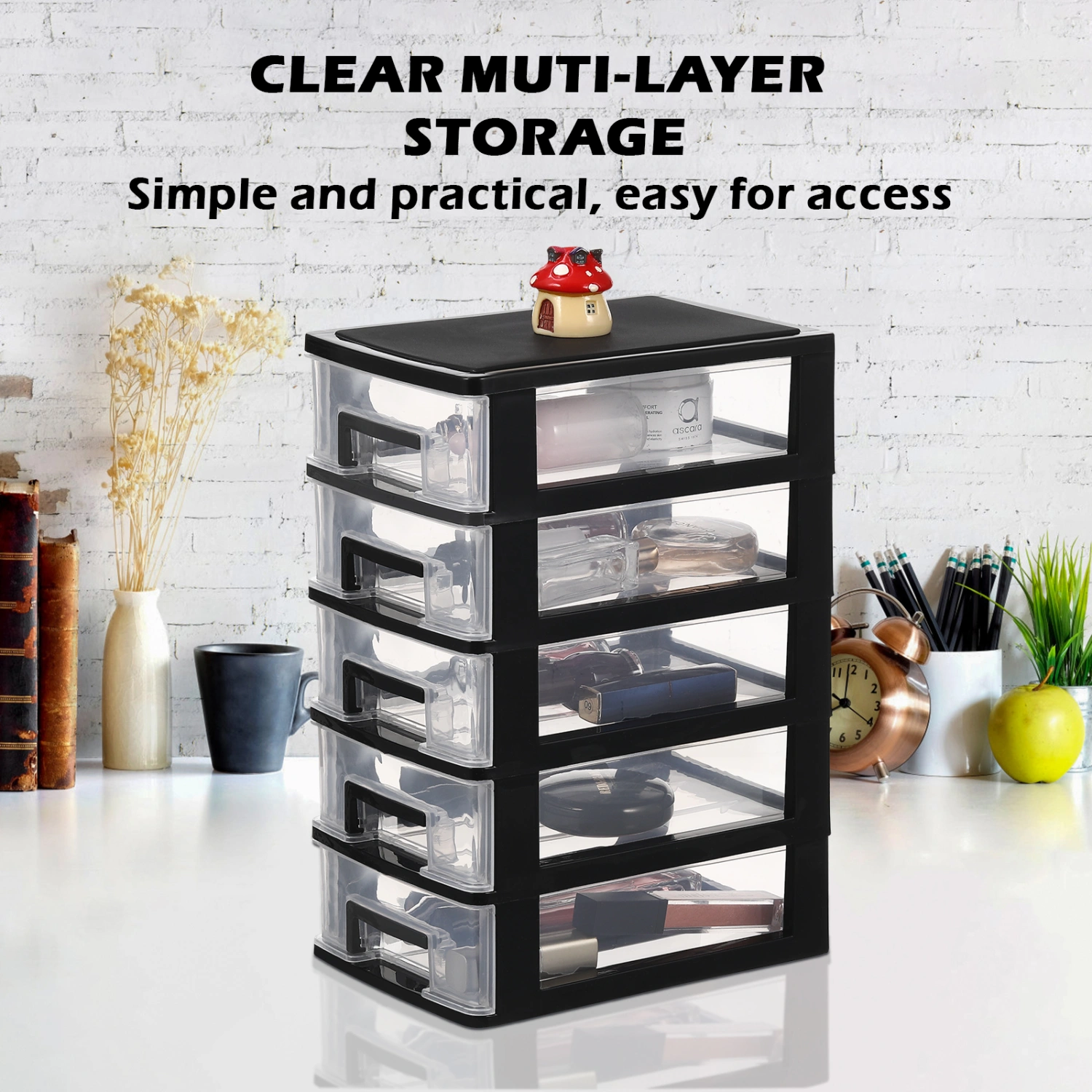 Drawer Storage Organizer 5 Layered Drawer Type Closet Storage Boxes for Office Home